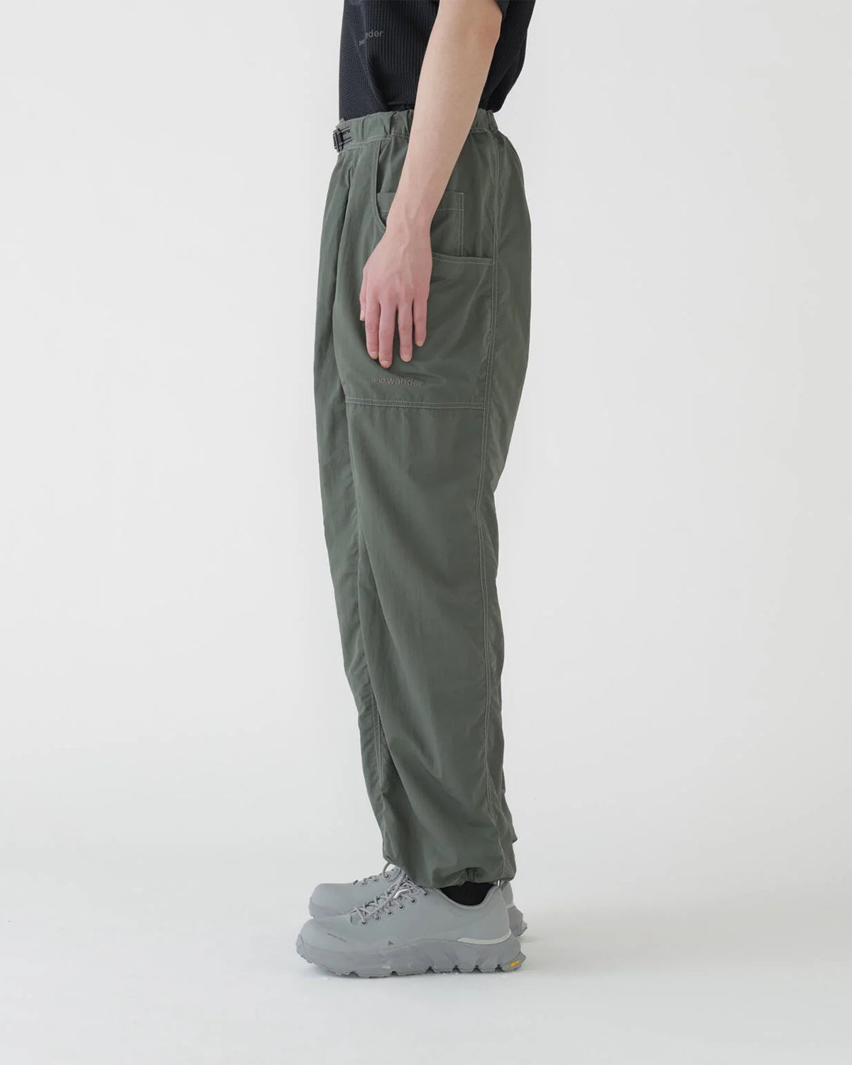 Crinkled Nylon Pants - Olive