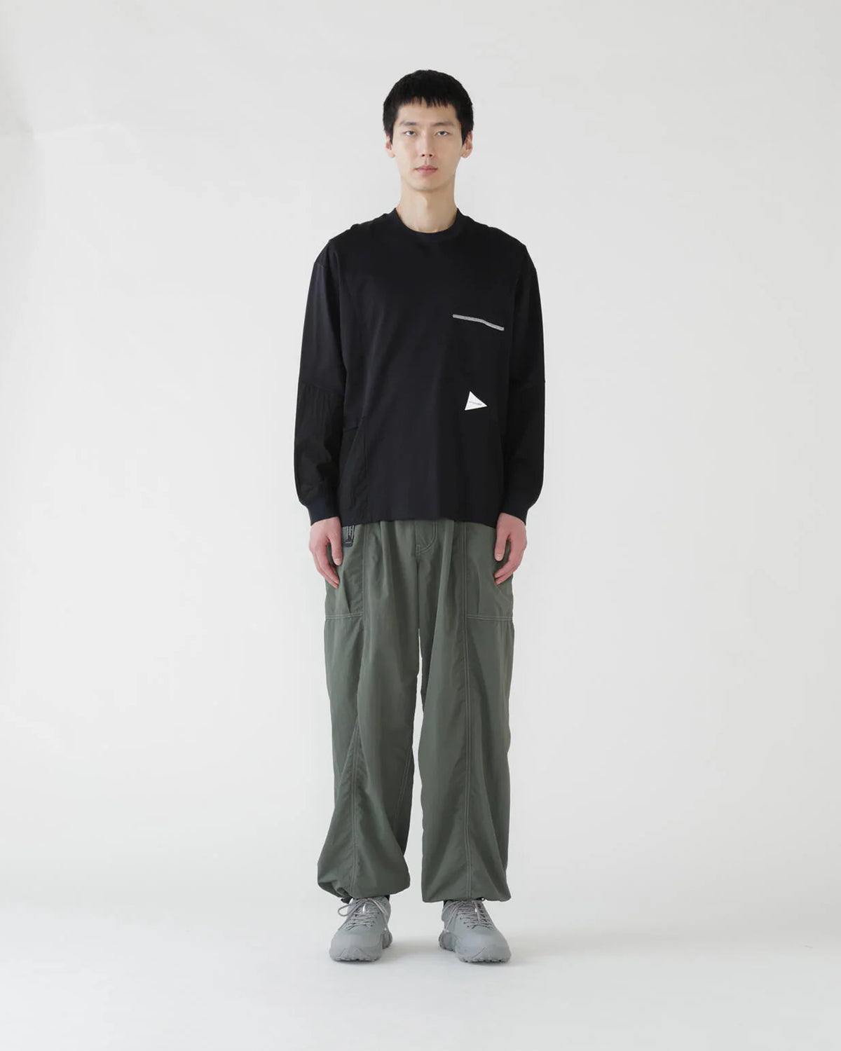Crinkled Nylon Pants - Olive