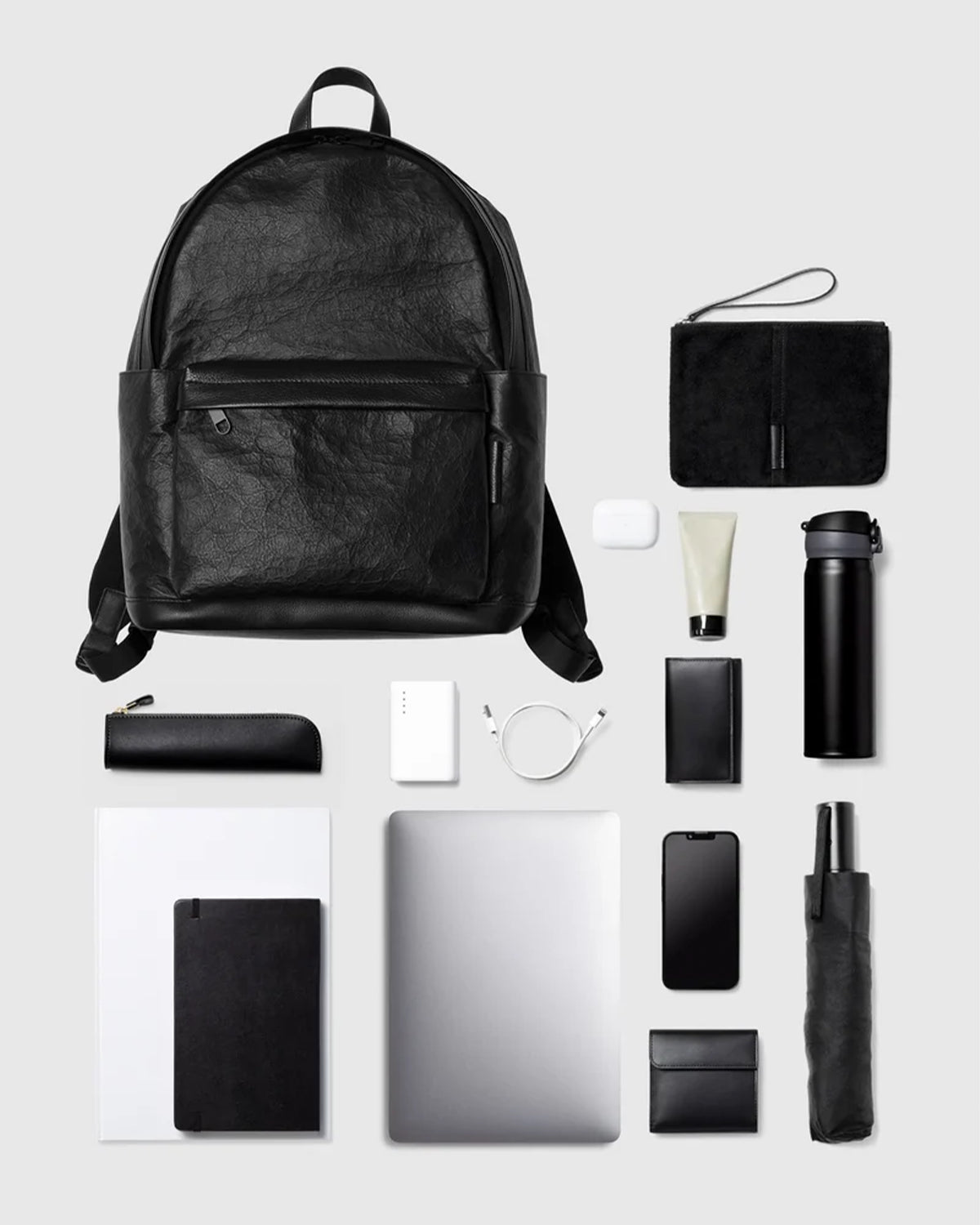 Leather Backpack M 017 - Black