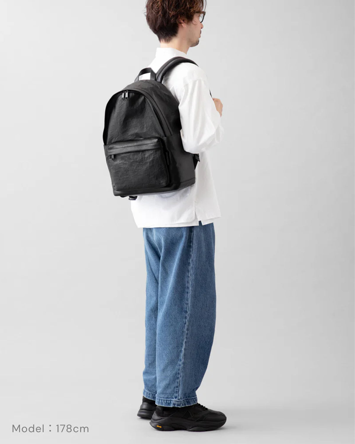 Leather Backpack M 017 - Black