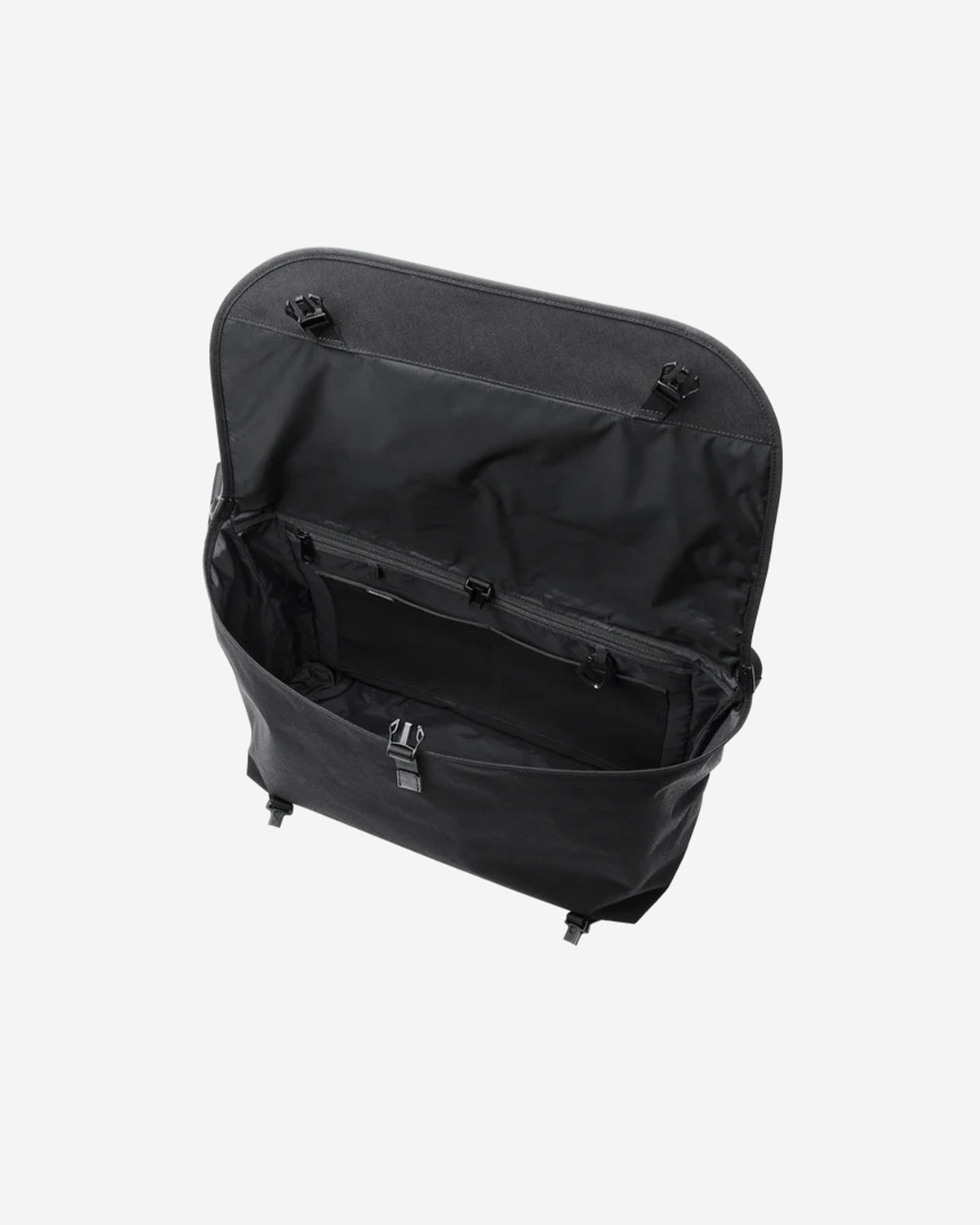 Leather Combi Messenger Bag Large - Black