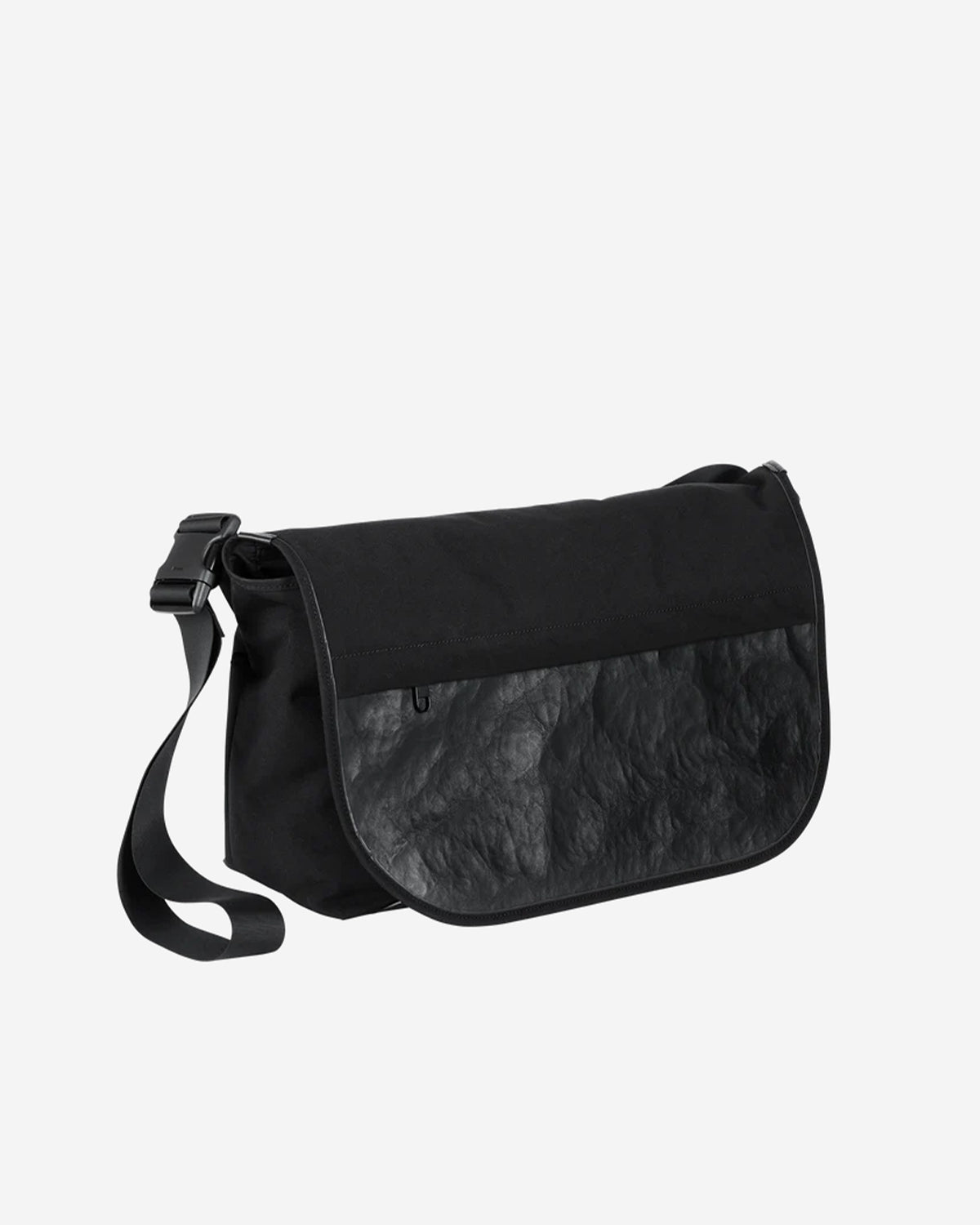 Leather Combi Messenger Bag Large - Black