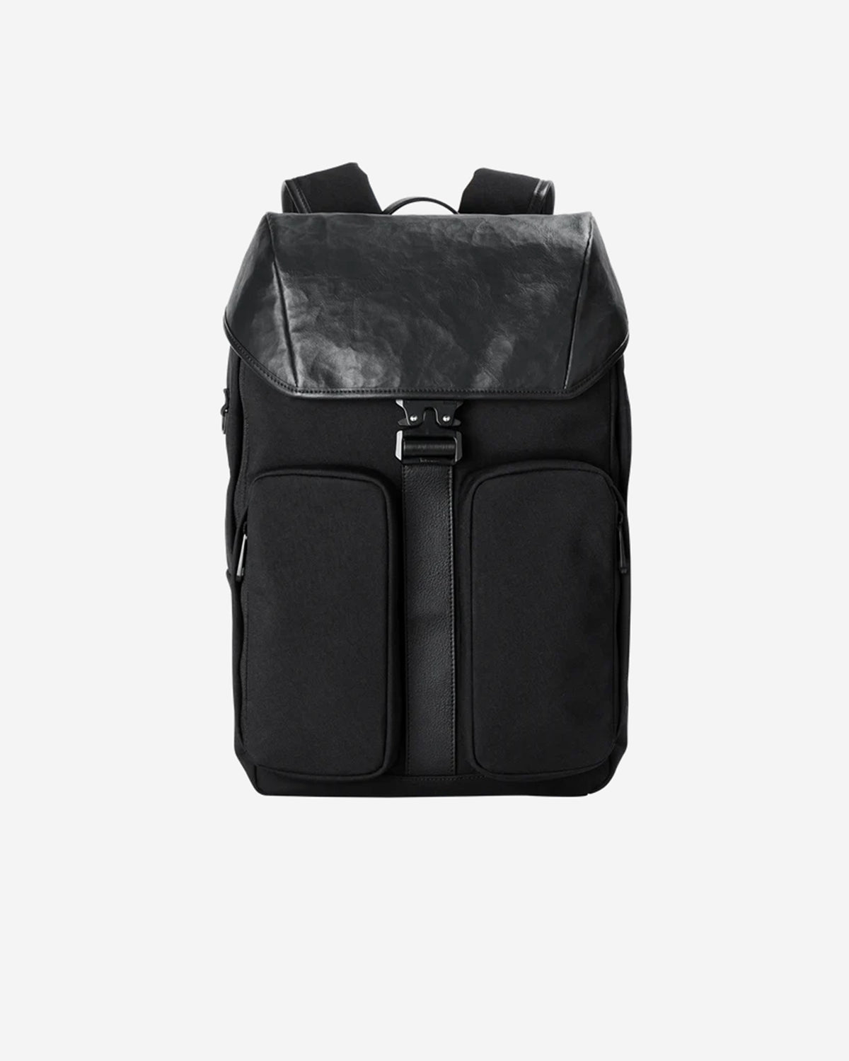 Leather Combi Square Backpack - Black