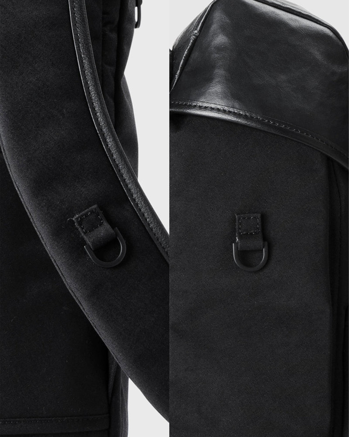 Leather Combi Square Backpack - Black
