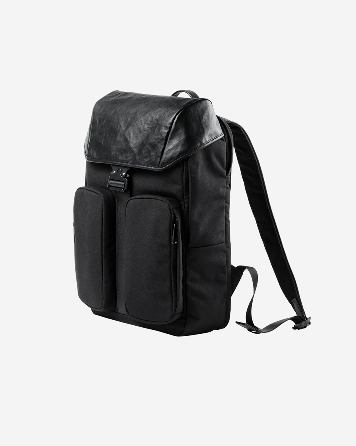 Leather Combi Square Backpack - Black