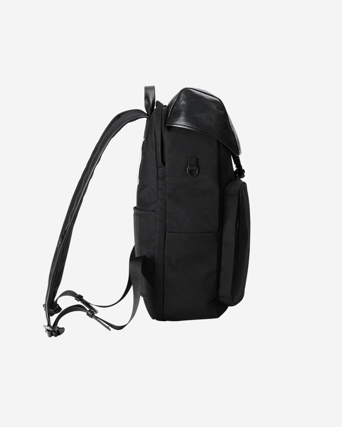 Leather Combi Square Backpack - Black