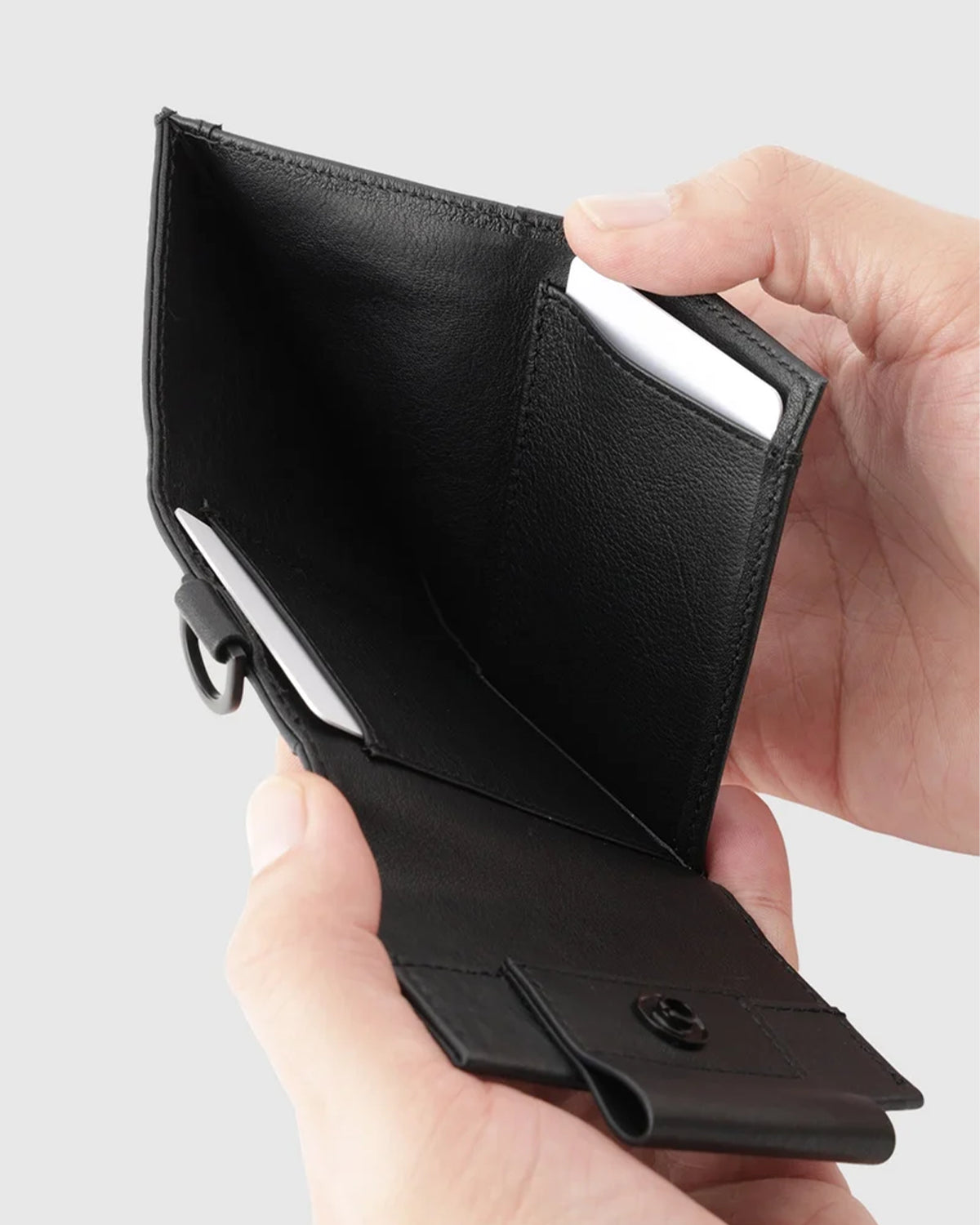 Leather Mini Wallet 019 - Black x Lime Green