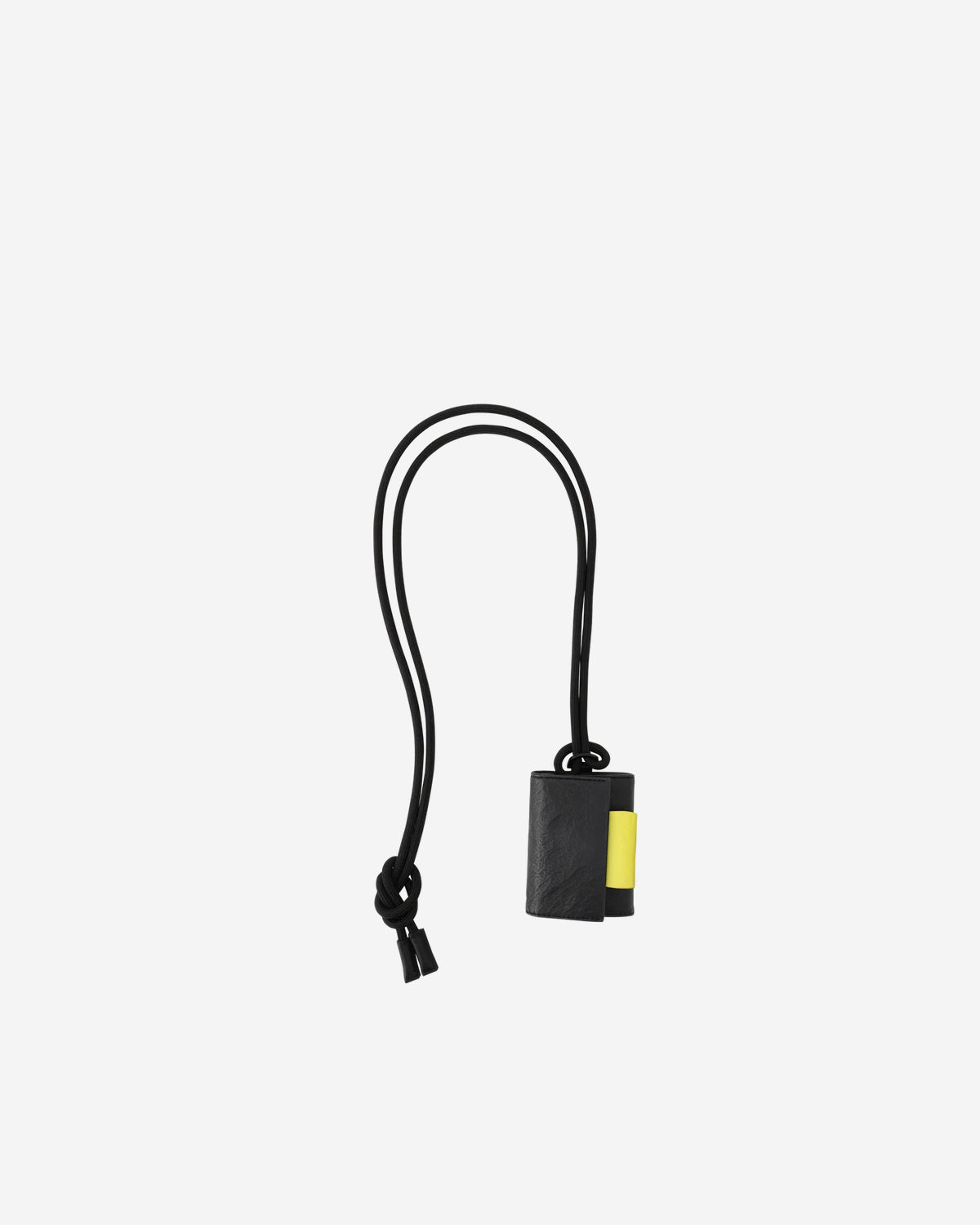 Leather Mini Wallet 019 - Black x Neon Yellow