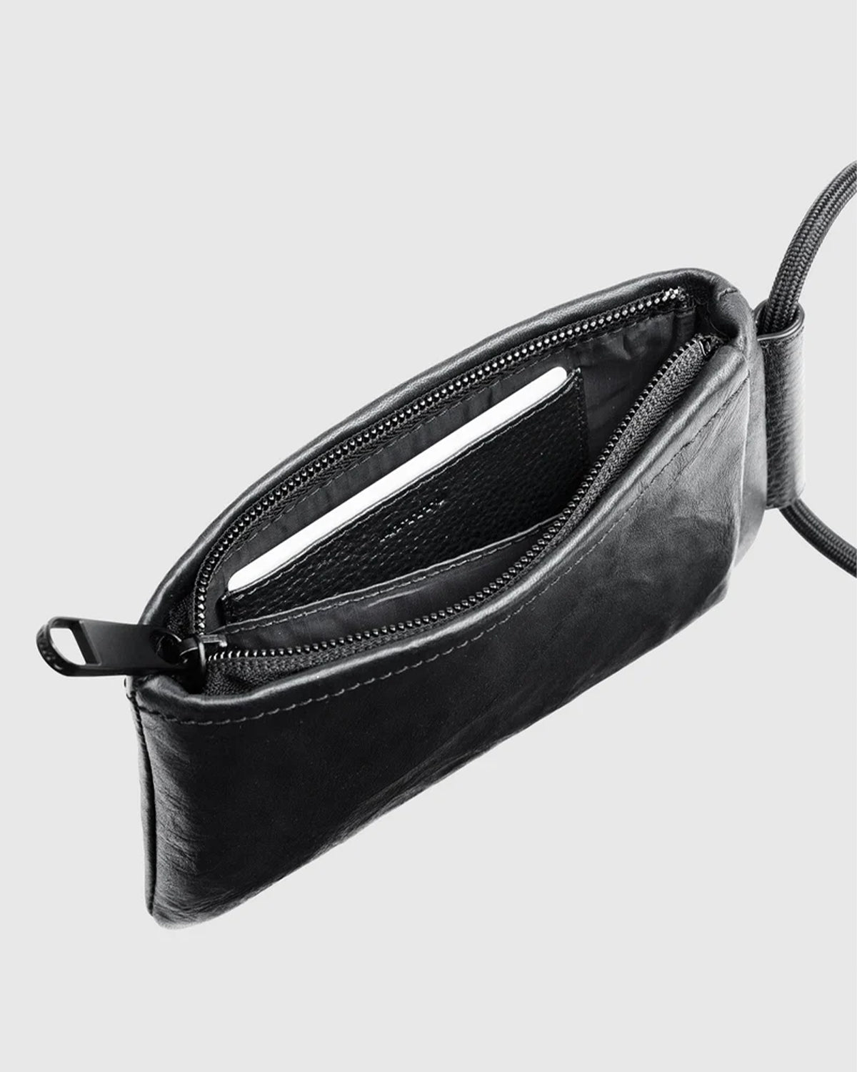 Leather Phone Crossbody 014 - Black