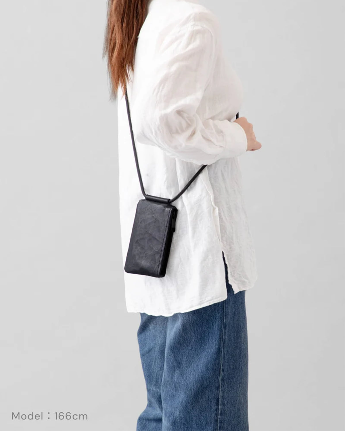 Leather Phone Crossbody 014 - Black