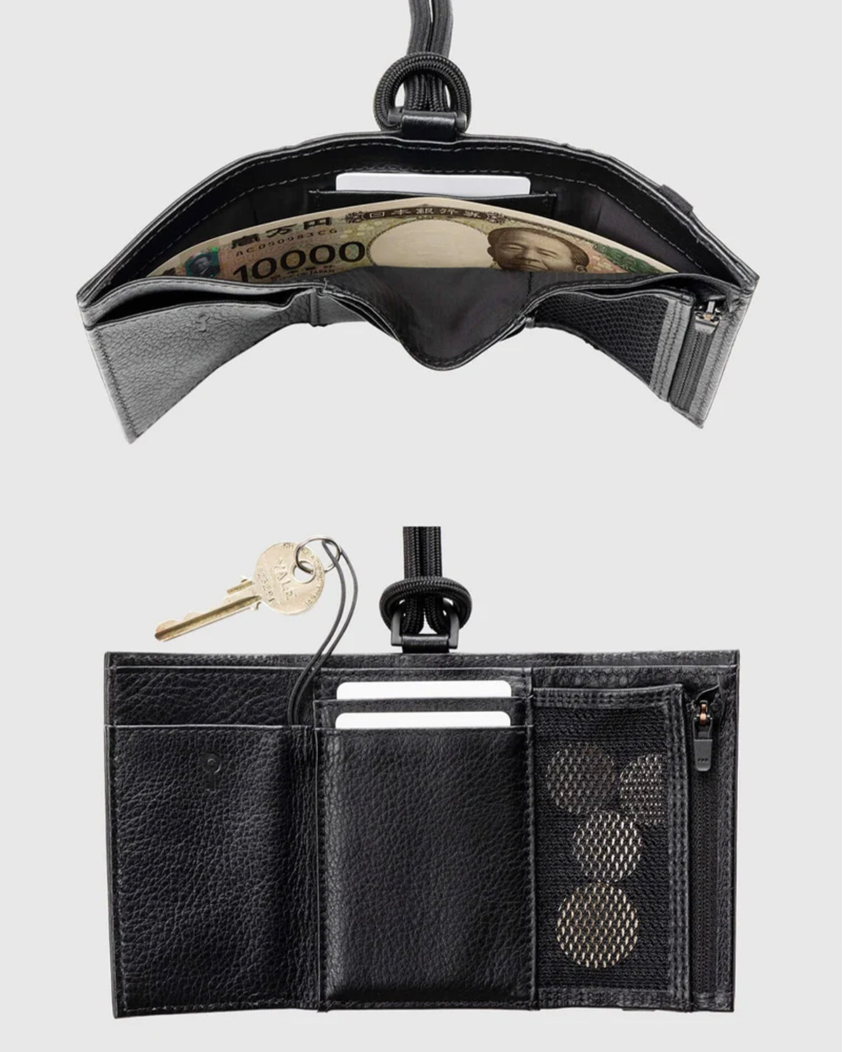 Leather Shoulder Wallet - Black
