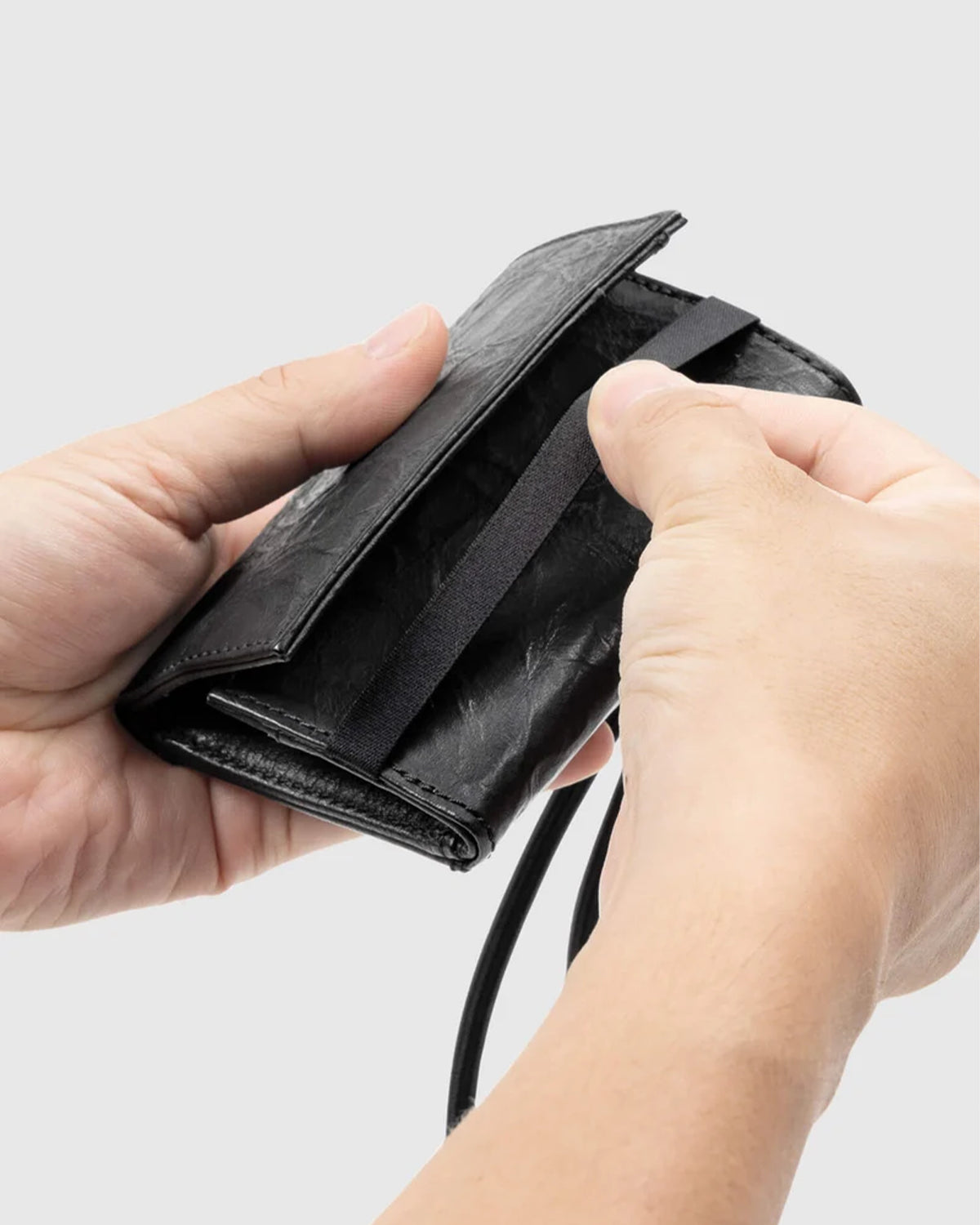 Leather Shoulder Wallet - Black