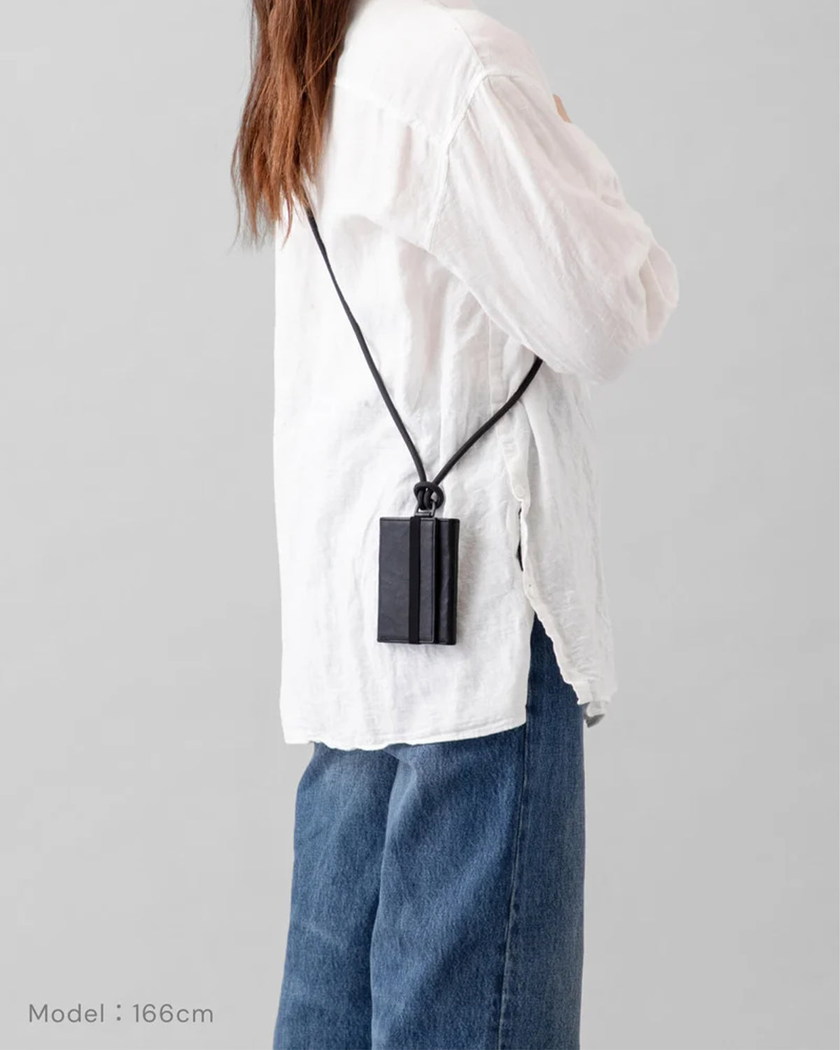 Leather Shoulder Wallet - Black
