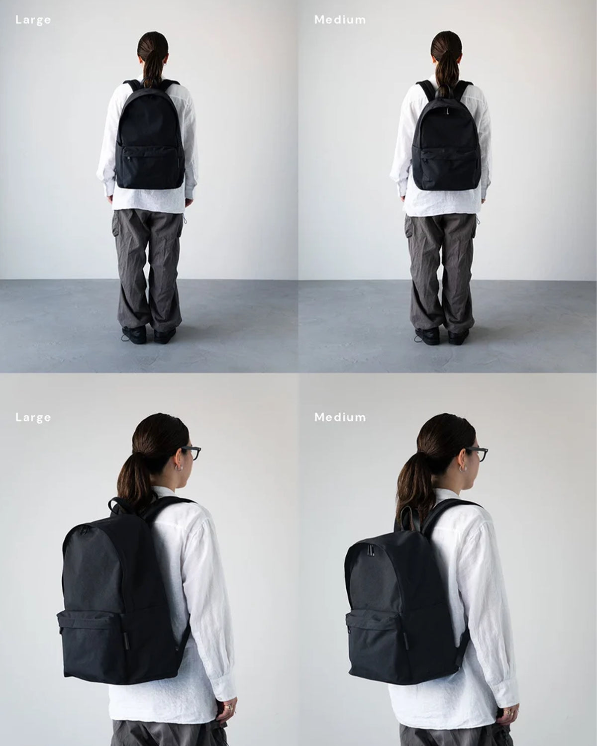 Nylon Backpack L 001 - Black