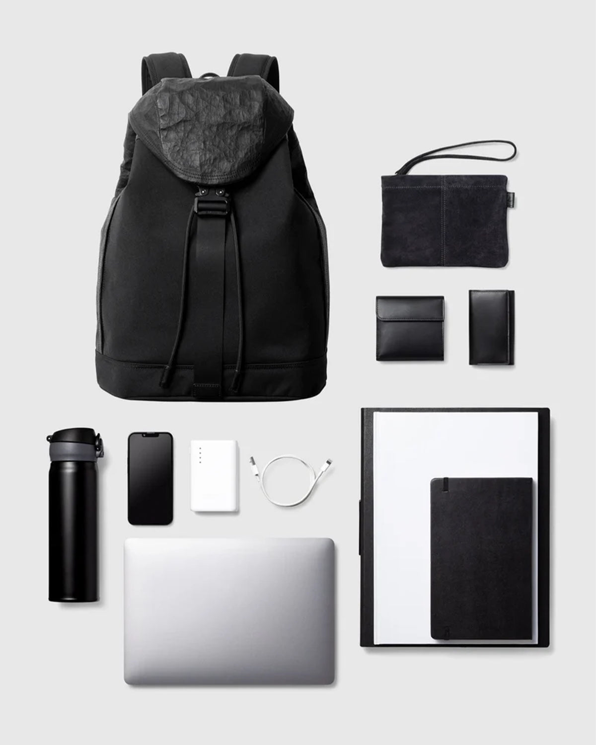 Nylon x Leather Backpack SF M 010 - Black