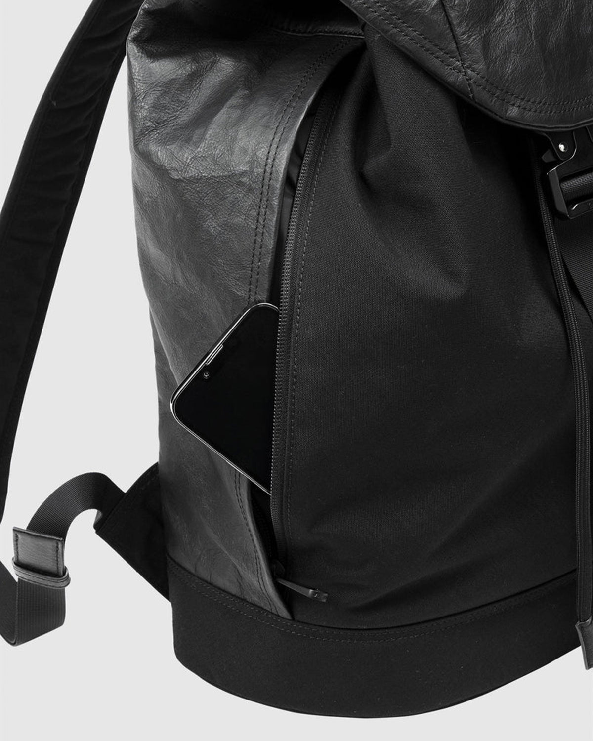 Nylon x Leather Backpack SF M 010 - Black