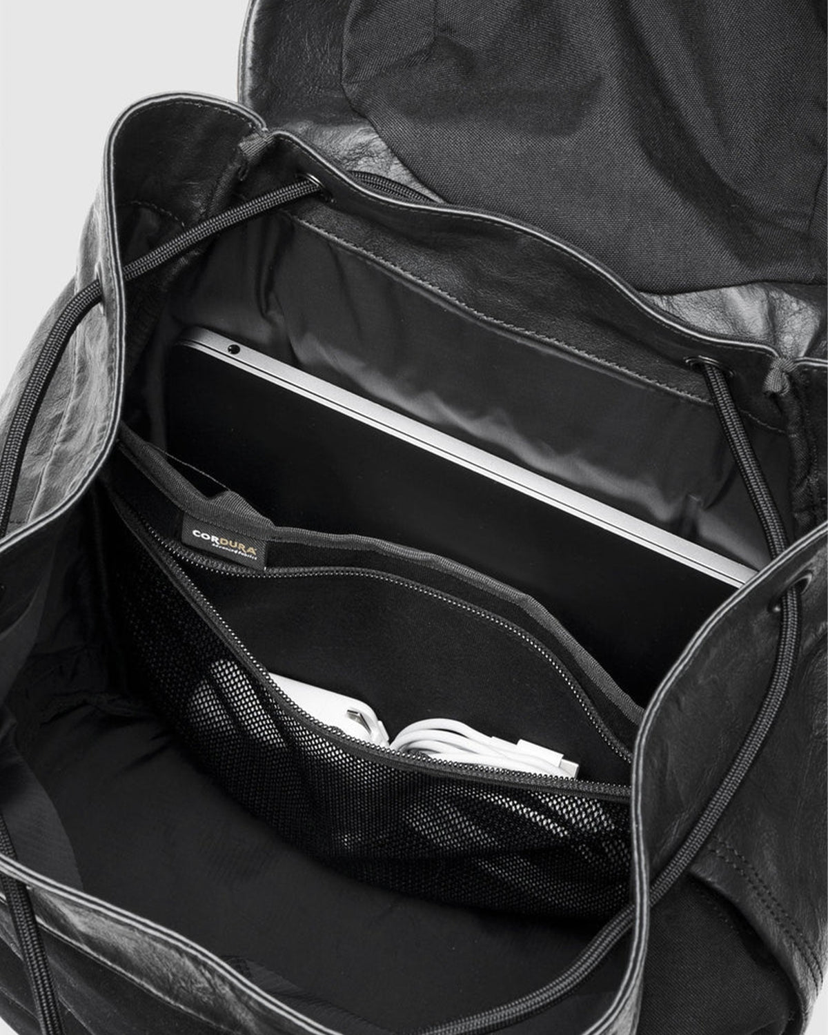 Nylon x Leather Backpack SF M 010 - Black