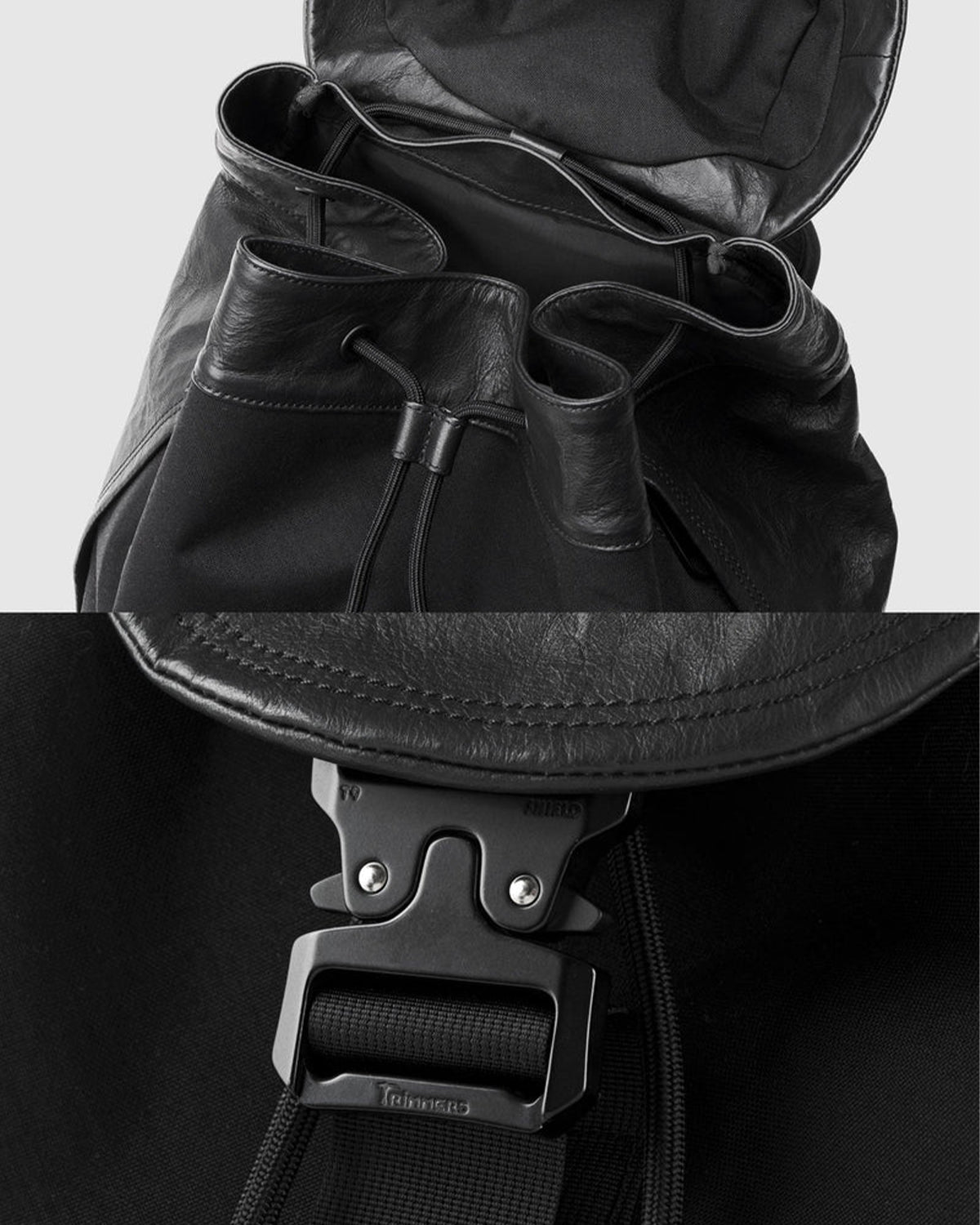 Nylon x Leather Backpack SF M 010 - Black