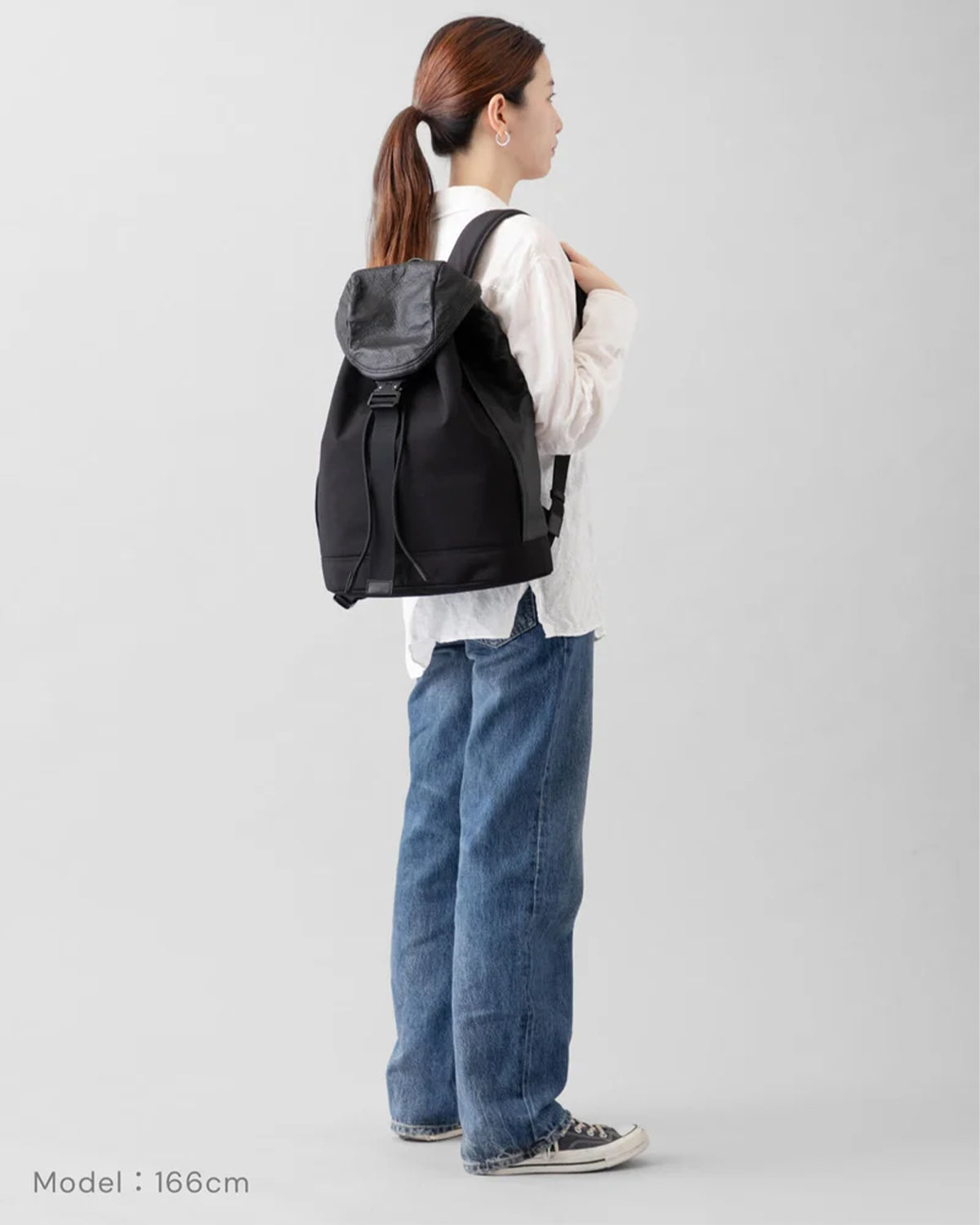 Nylon x Leather Backpack SF M 010 - Black