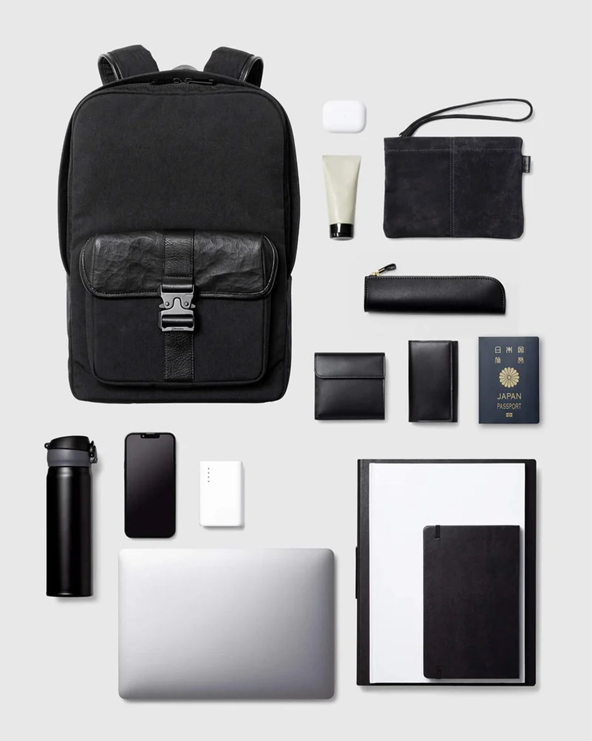 Nylon x Leather Backpack SL 016 - Black