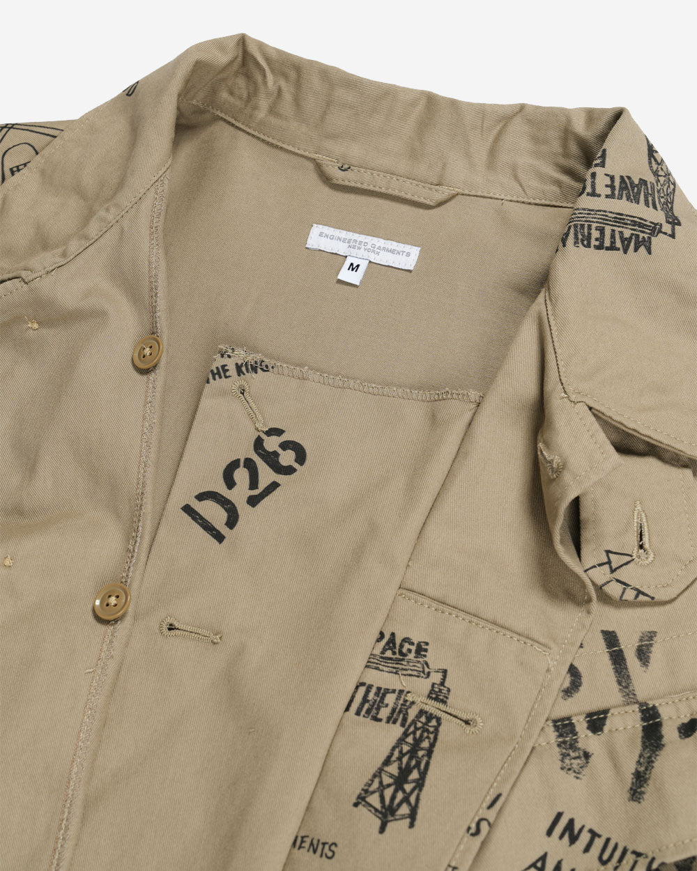 BDU Jacket - Khaki Graffiti Print Flat Twill