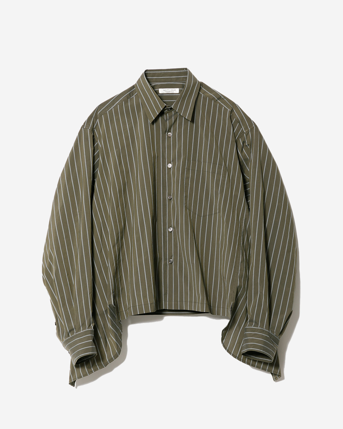 Double-End Stretch Stripe Hooded Shirt - Olive