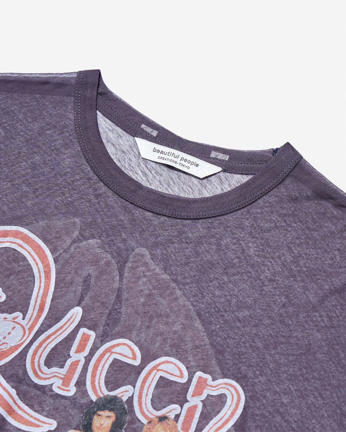 QUEEN Sheer Jersey Regular Fit T-Shirts - Charcoal