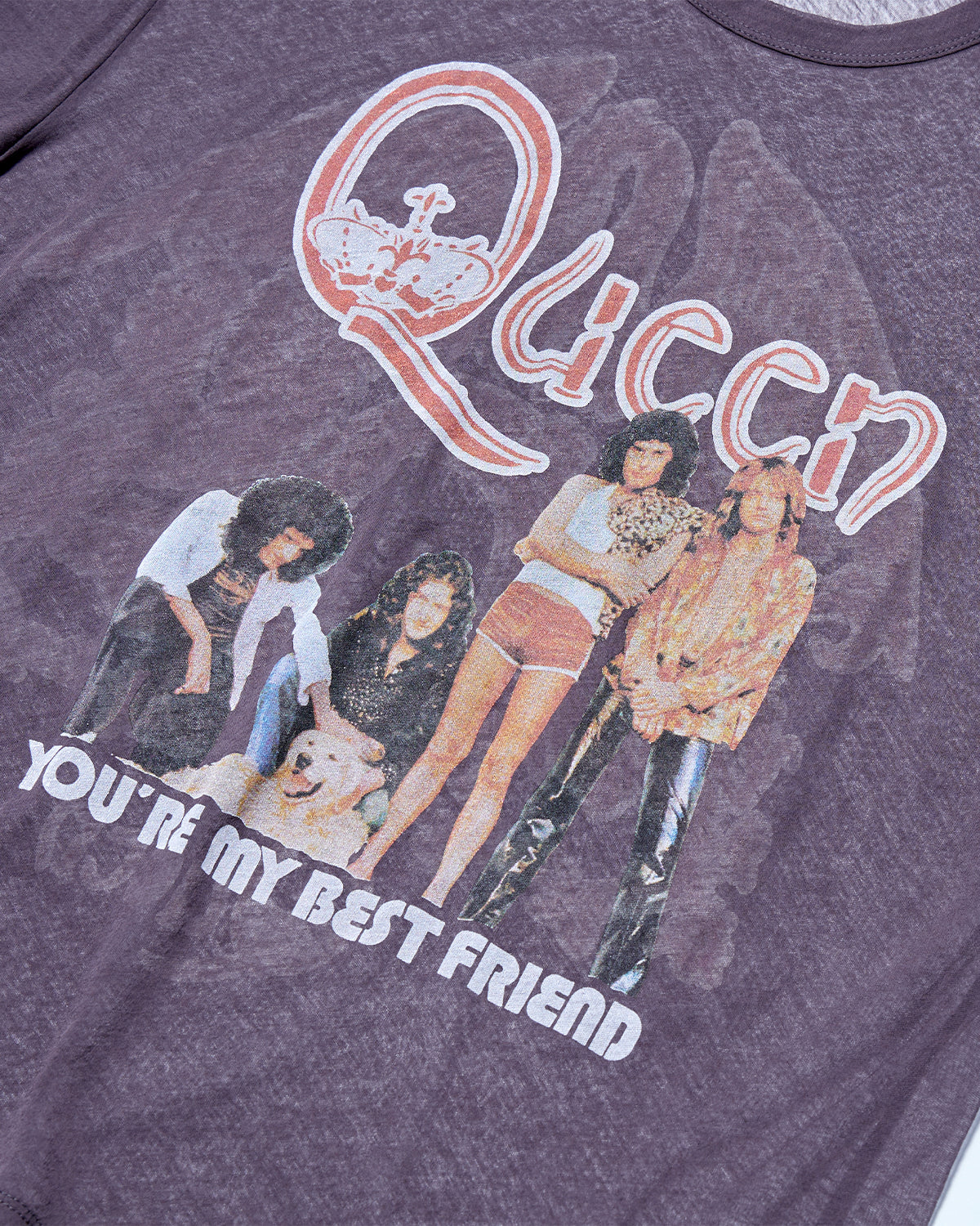 QUEEN Sheer Jersey Regular Fit T-Shirts - Charcoal