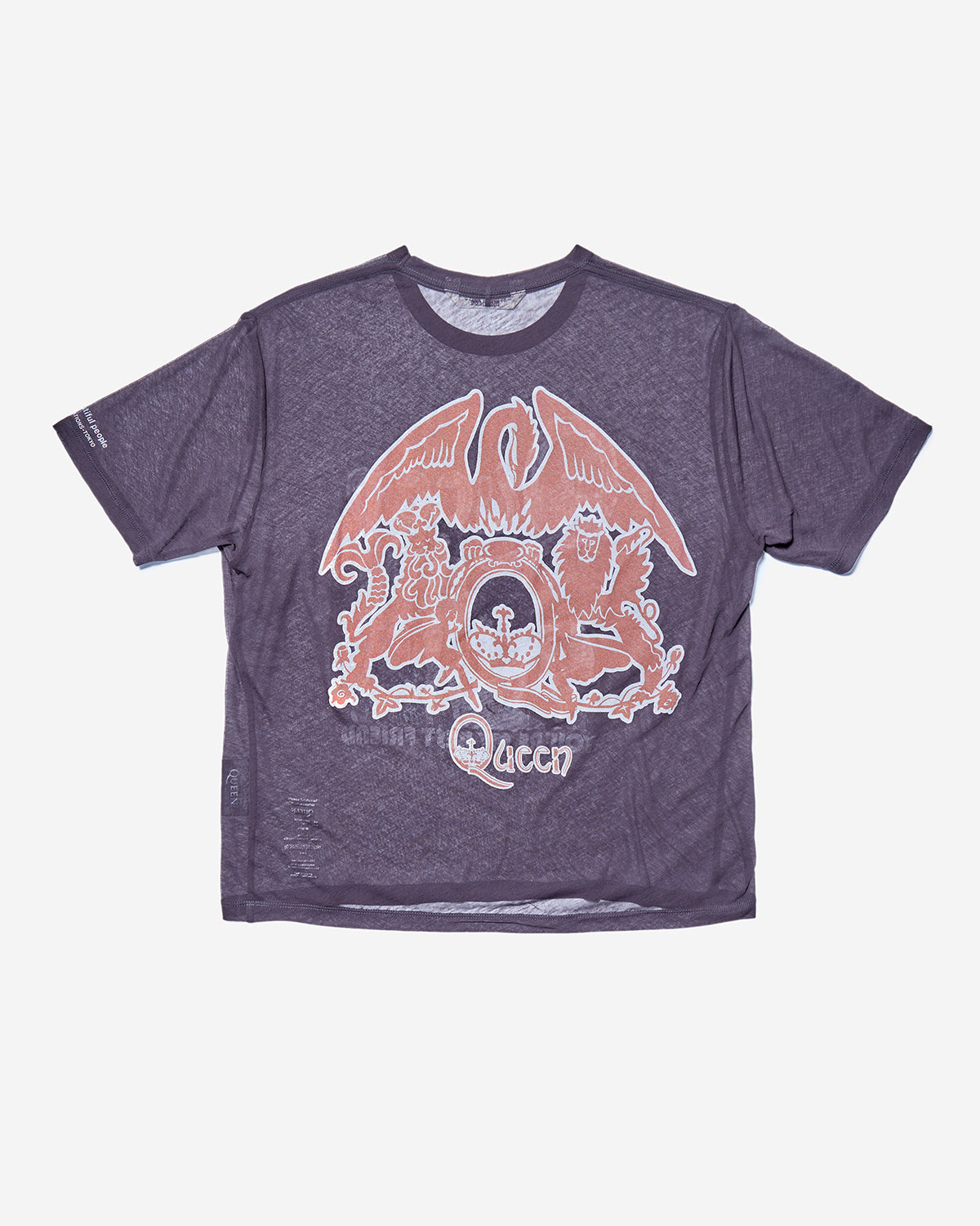 QUEEN Sheer Jersey Regular Fit T-Shirts - Charcoal