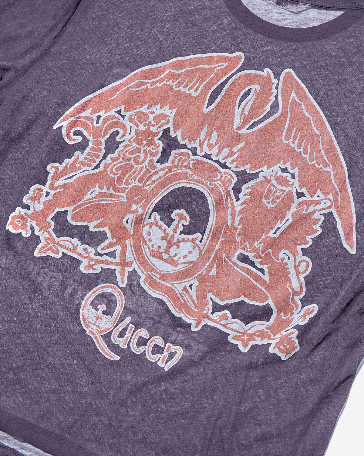 QUEEN Sheer Jersey Regular Fit T-Shirts - Charcoal