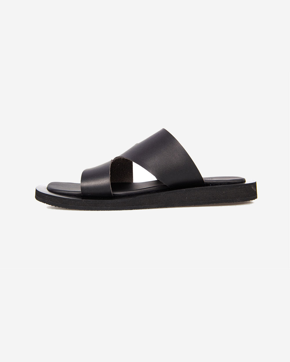 Berlin Square Slide Leather - Black