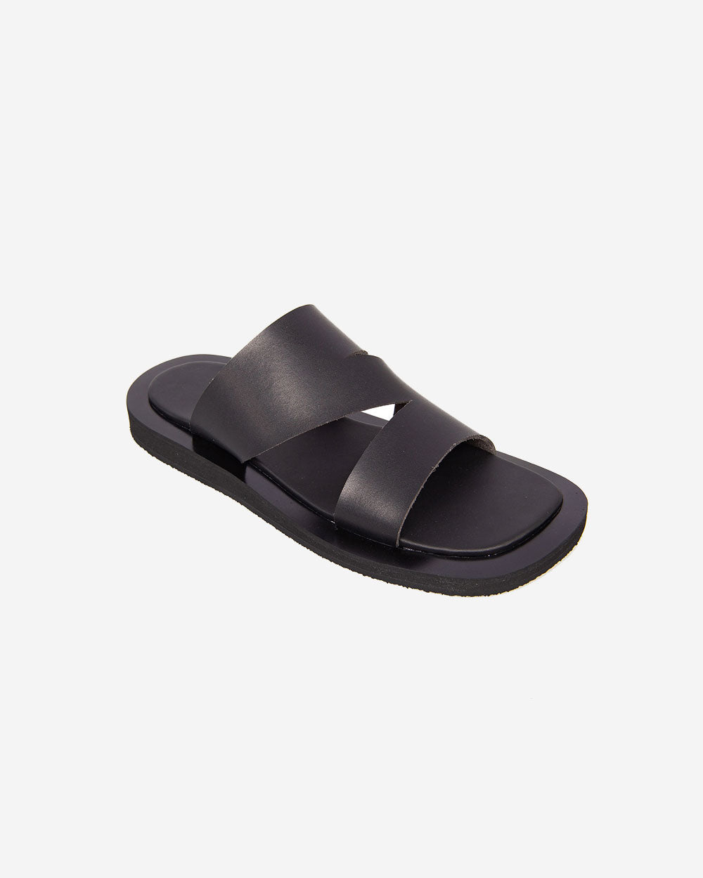 Berlin Square Slide Leather - Black