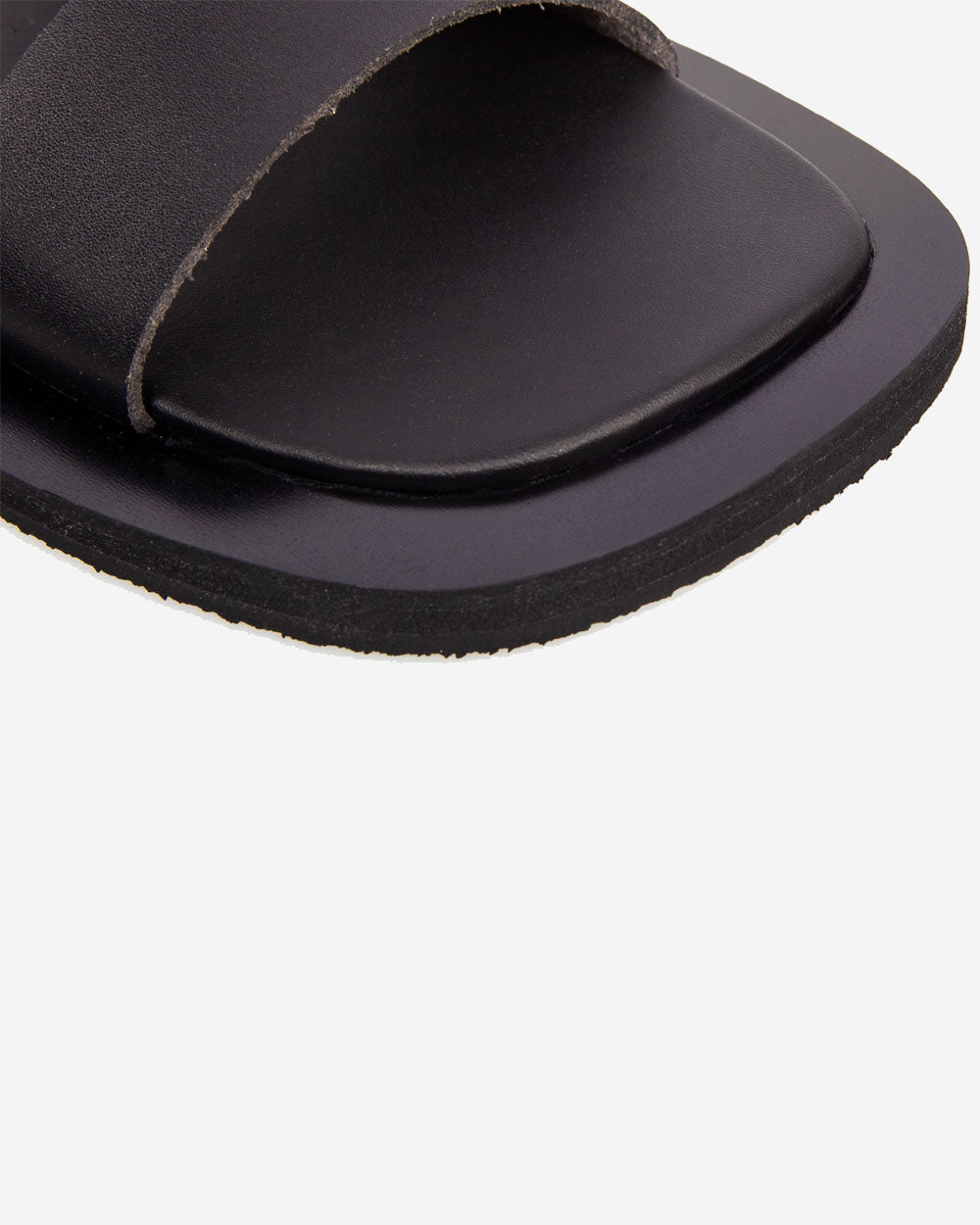 Berlin Square Slide Leather - Black