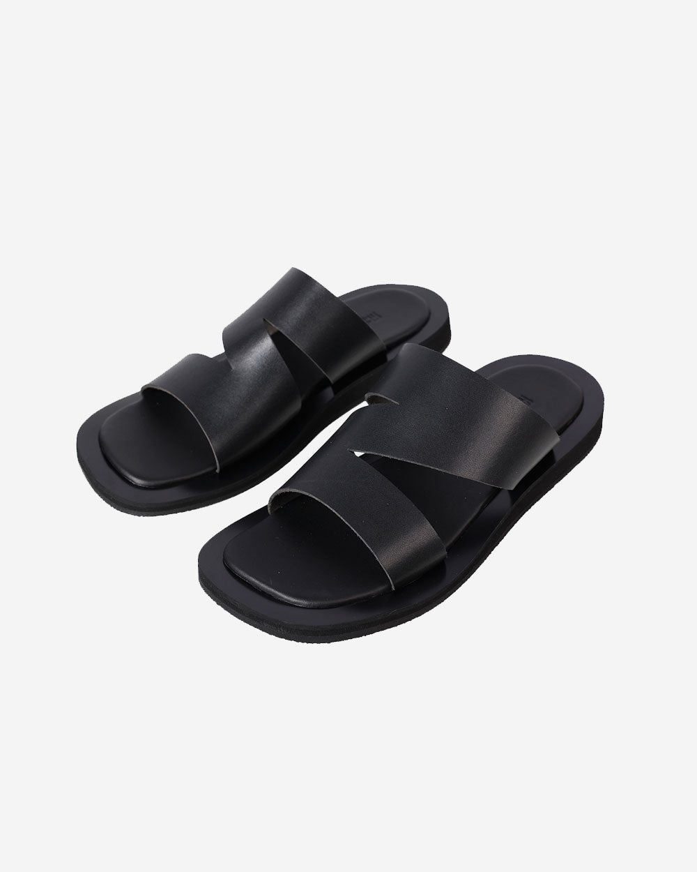 Berlin Square Slide Leather - Black