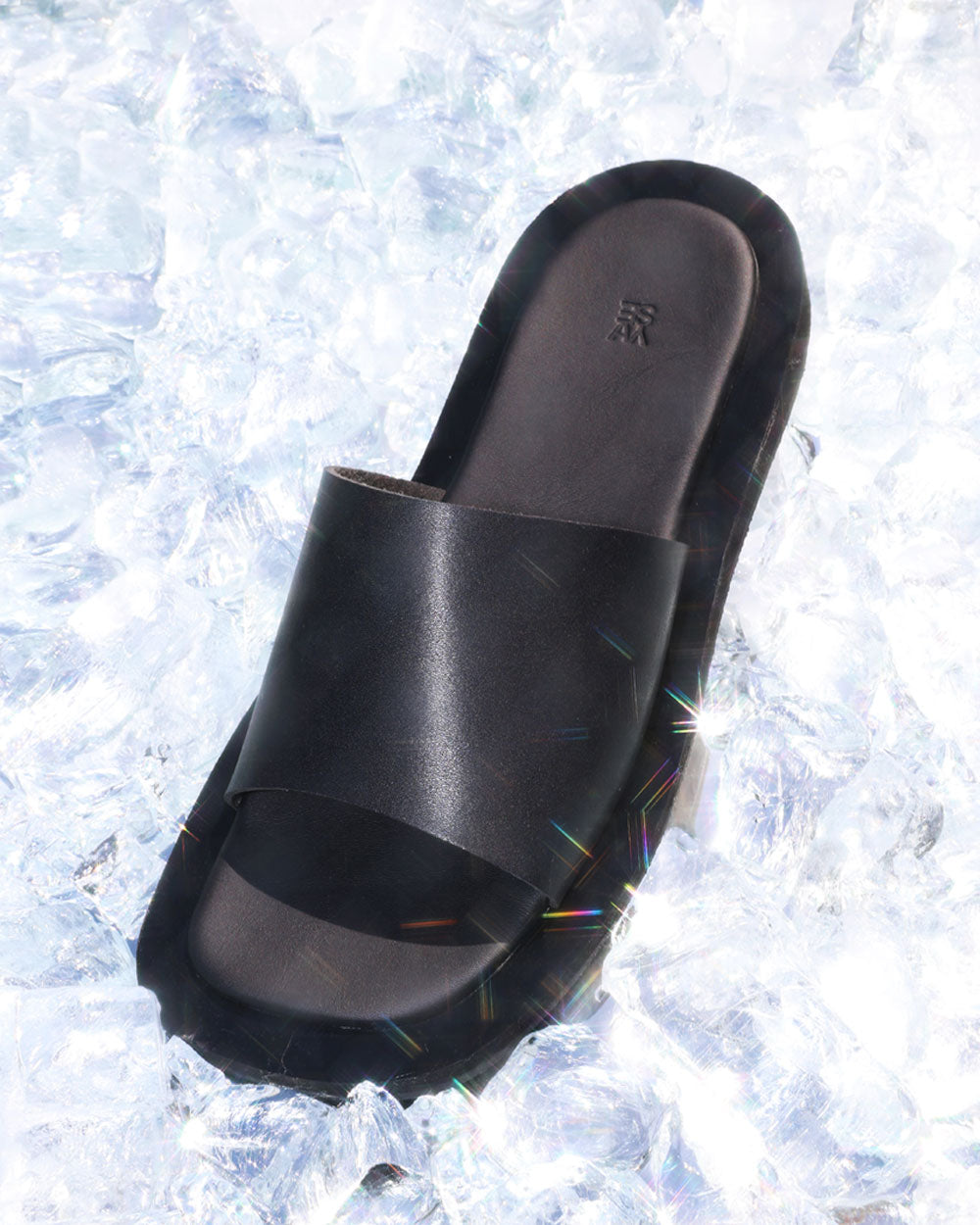 Blossom Square Slide Leather - Black