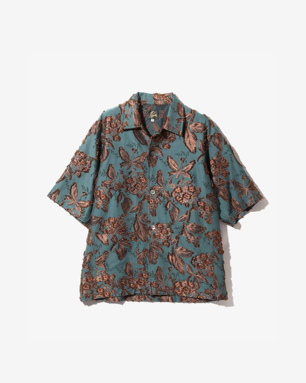 Cabana Shirt - C/CU/PE Flower Cut Jq. - Peacock Green