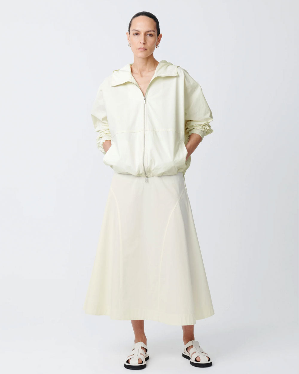 Centro - Side Peplum Skirt - Parchment