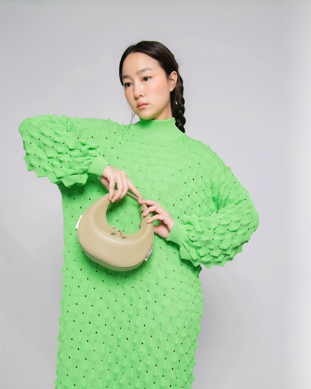 Transparent Spike Knit Dress - Green Spike