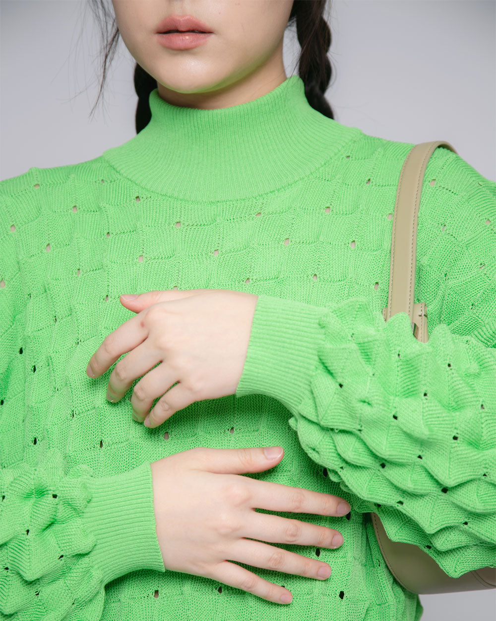 Transparent Spike Knit Dress - Green Spike