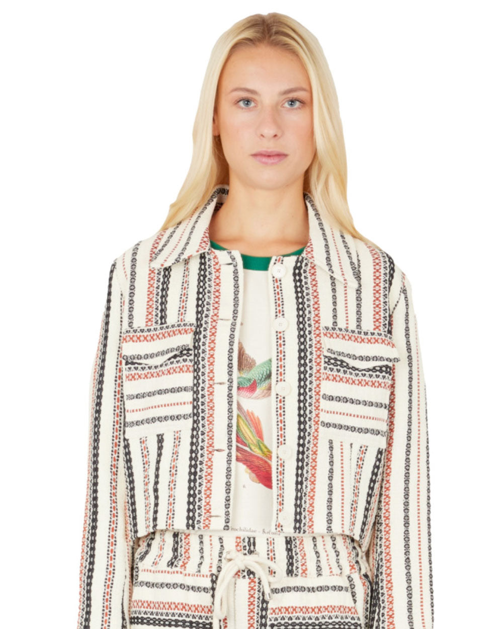 Cropped Jacket - Ethnic Stripes