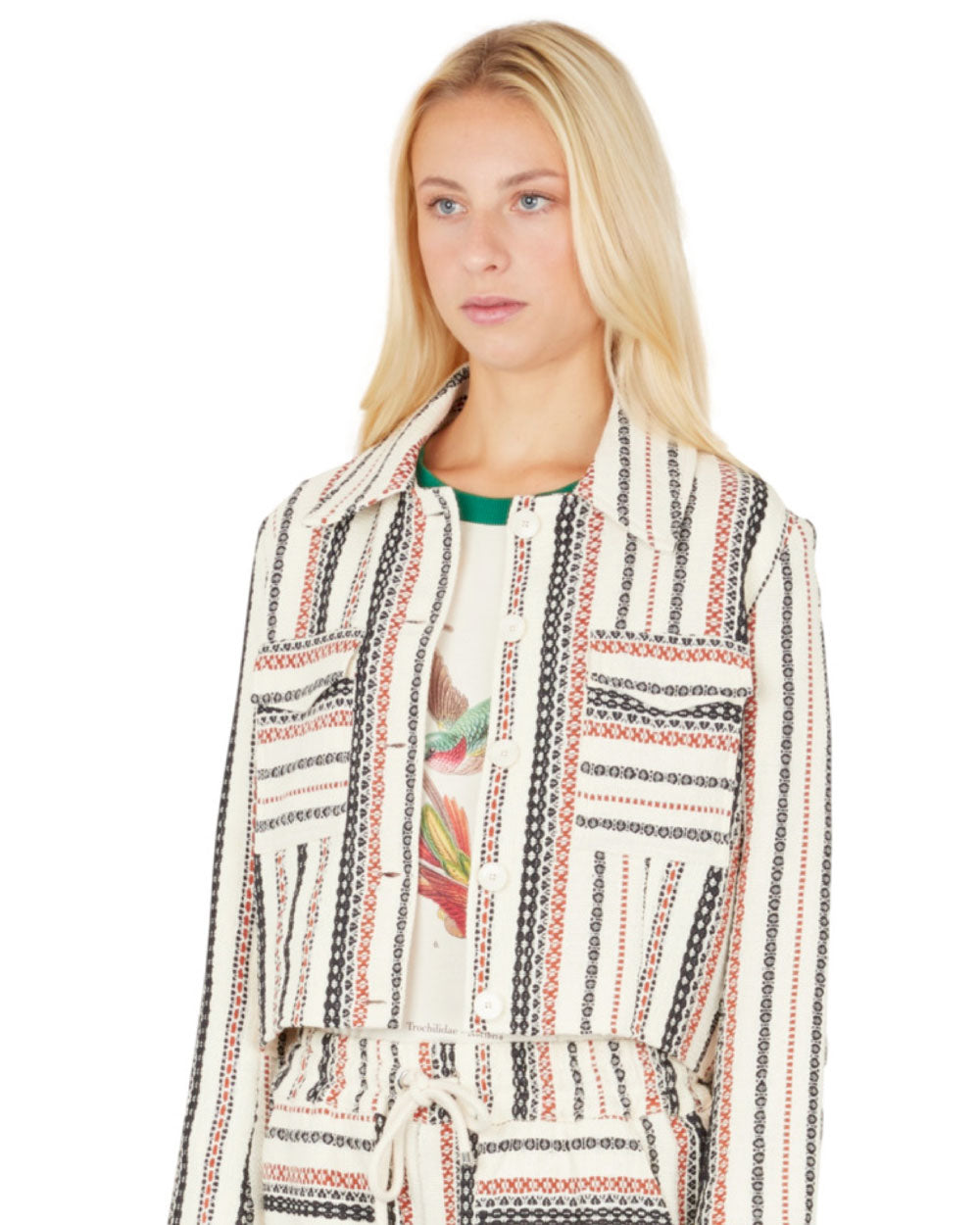 Cropped Jacket - Ethnic Stripes