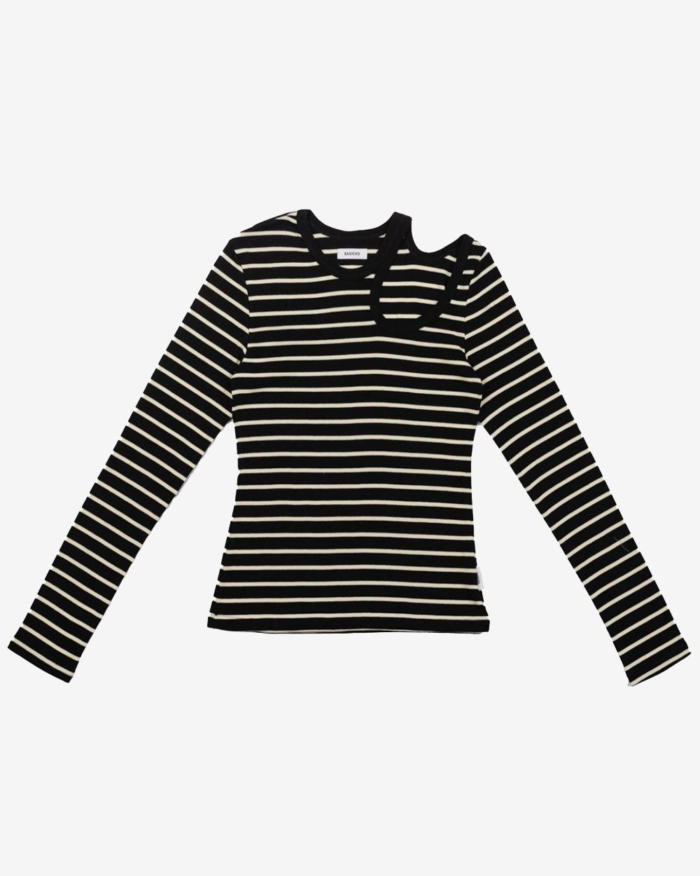 Cut-out Stripe T-Shirt - Black