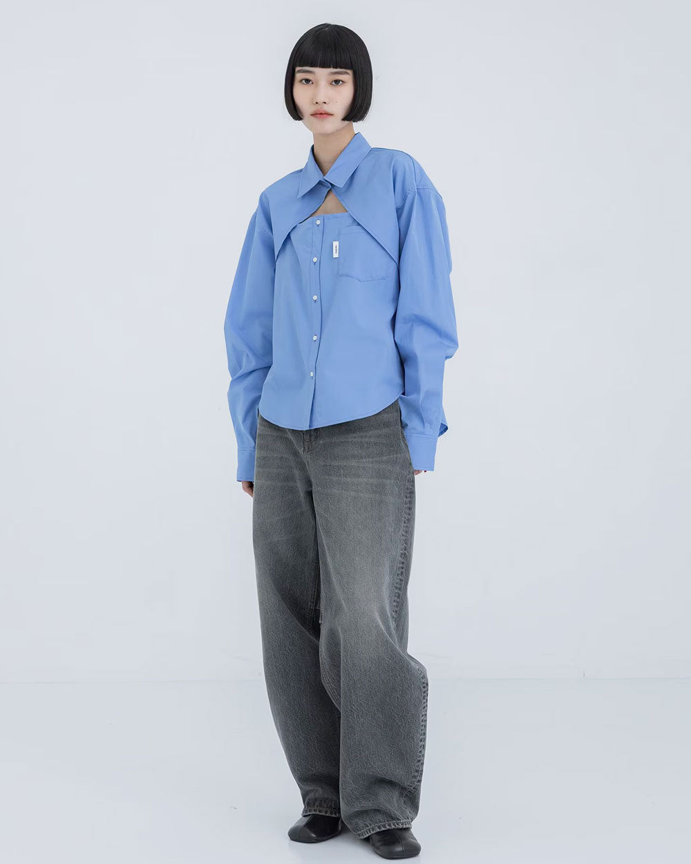 Cut-Out Thomas Mason Shirt - Blue