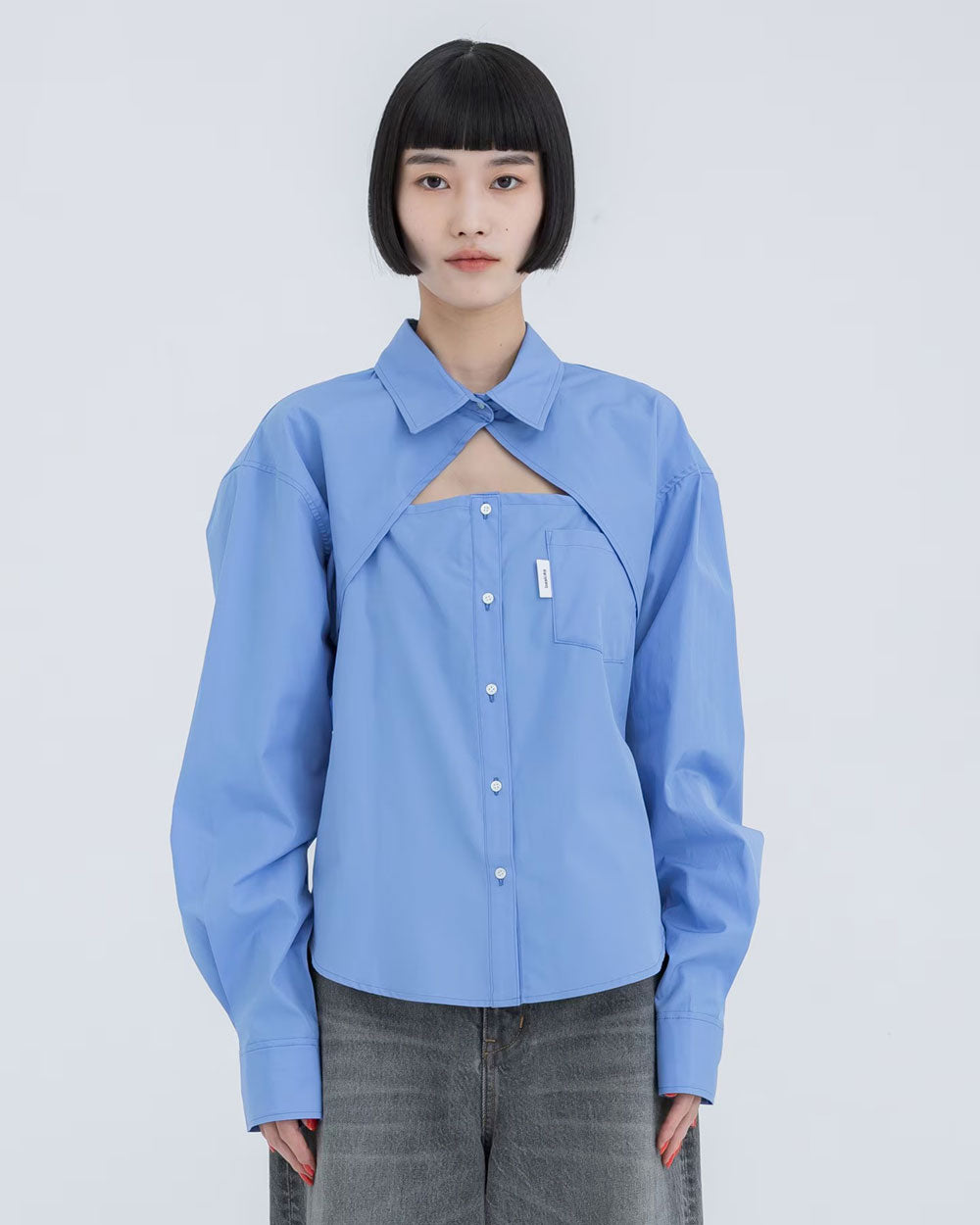 Cut-Out Thomas Mason Shirt - Blue