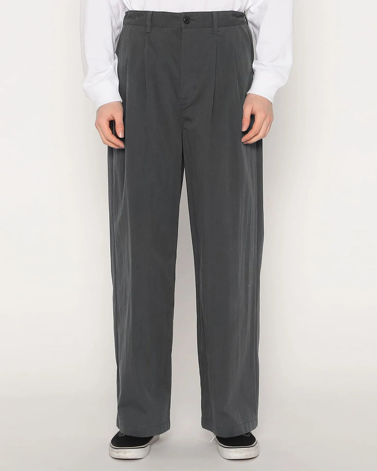 Mens C/N Twill Double Pleated Easy Pants - Charcoal