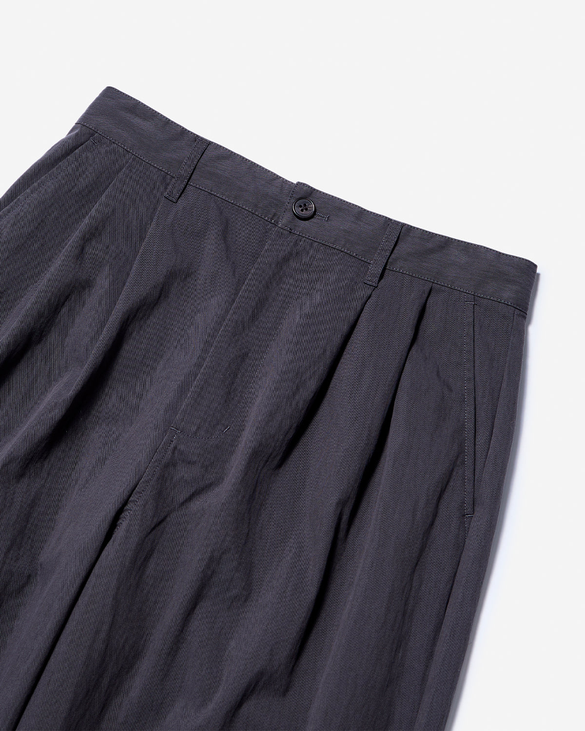 Mens C/N Twill Double Pleated Easy Pants - Charcoal