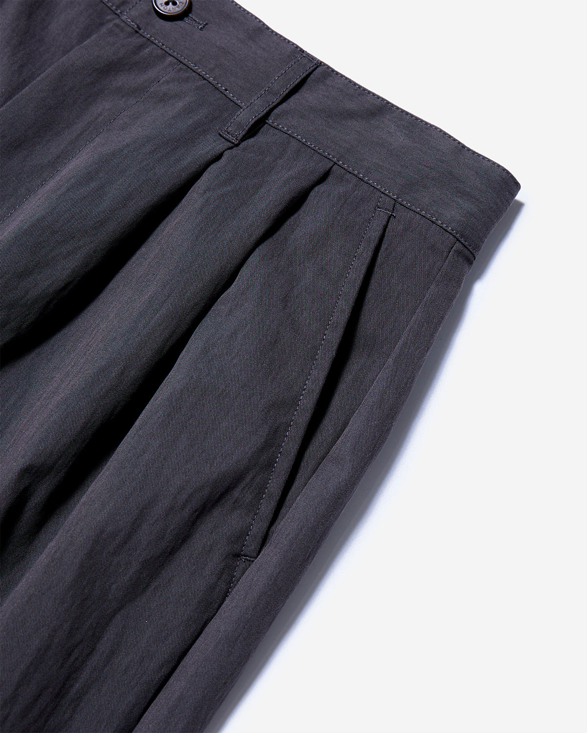 Mens C/N Twill Double Pleated Easy Pants - Charcoal