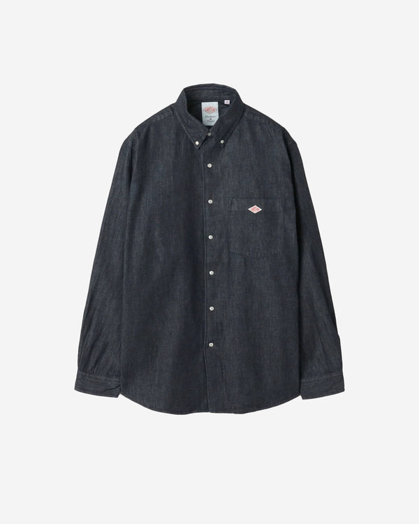 Mens Denim Dungaree Button-Down Shirt - Indigo