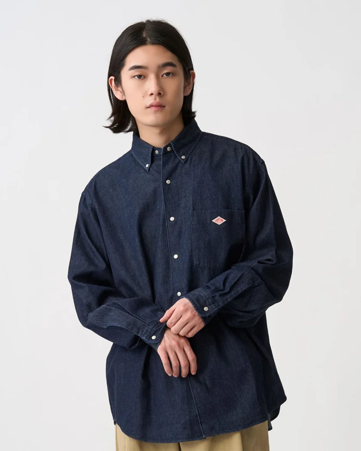 Mens Denim Dungaree Button-Down Shirt - Indigo