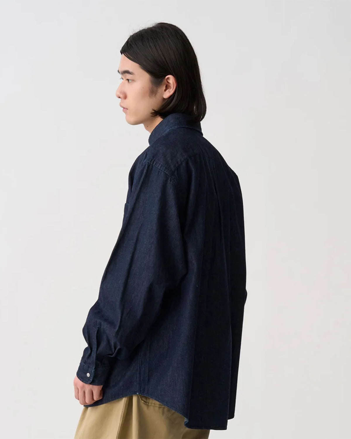 Mens Denim Dungaree Button-Down Shirt - Indigo